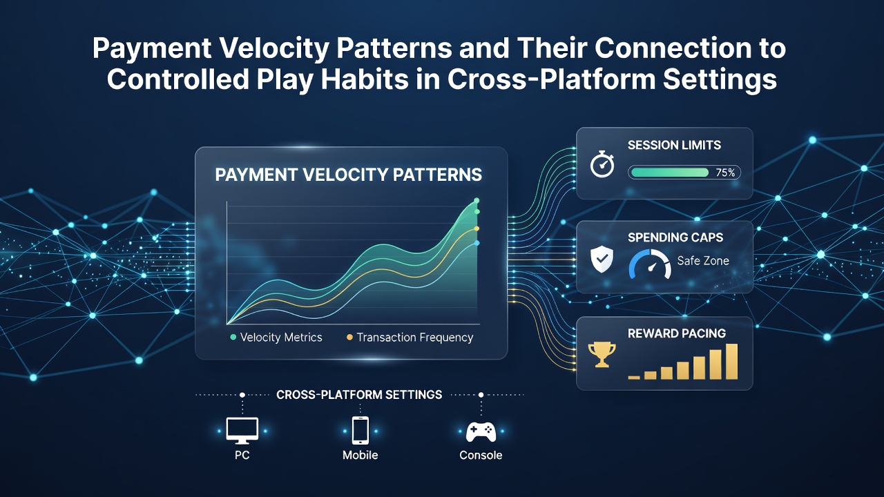 Diagram showing payment velocity flows across mobile and desktop gaming platforms with controlled play indicators