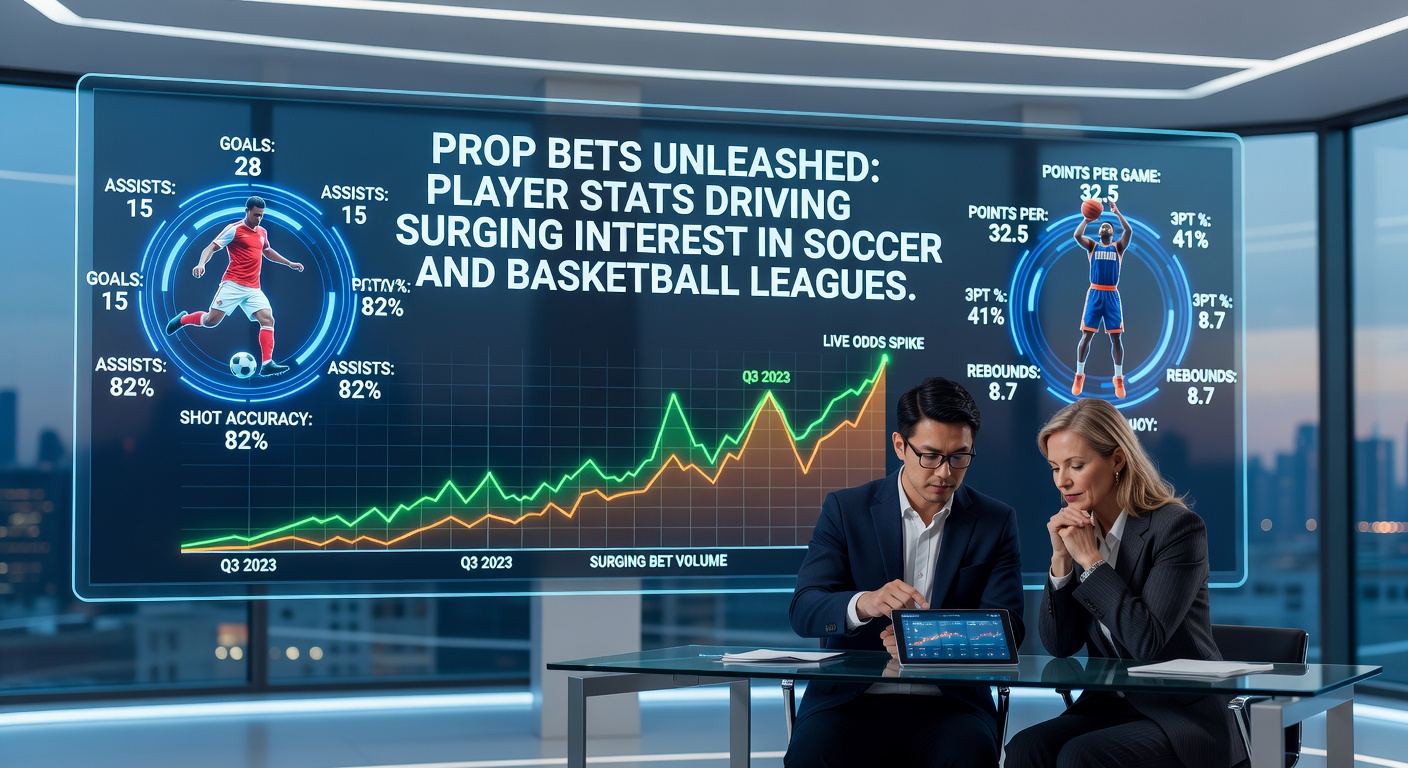 Dynamic soccer match scene with players chasing the ball under stadium lights, highlighting the intensity behind prop bet action