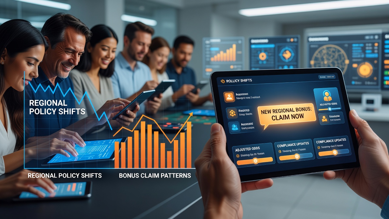 Mobile casino screen displaying bonus offers and regional policy updates affecting claims